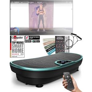 Sportstech - VP250 Pedana Vibrante, Potente Palestra in Casa Piattaforma Vibrante con Motore Silenzioso da 200W, Attrezzi Fitness con 180 Livelli e 7+1 Programmi, Display Digitale Touch, Turchese