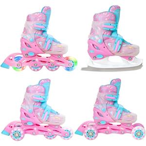 Raven - Pattini a rotelle per bambini, ragazze, ragazzi, adulti, bambini - Pattini a rotelle, 4 in 1 con pattini da ghiaccio, quad, per principianti - Regolabili - Caramell, 26-29 (16,5-18,5cm)