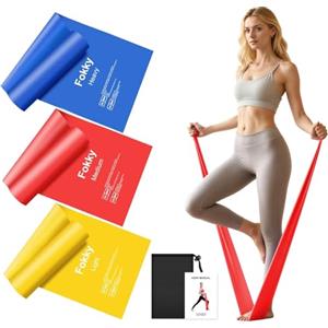 Fokky Elastici Fitness (Set di 3), 2M Elastico Palestra con 3 Livelli di Resistenza Fascia Elastica Bande Elastiche Fitness con Elastici per Allenamento per Esercizi Palestra Fitness Pilates Yoga