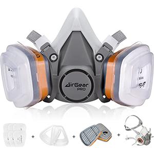 AirGearPro M-500 Maschera Antigas Antipolvere Riutilizzabile con filtri per Verniciatura, Costruzione, Fai da te, Levigatura
