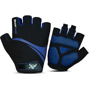 BEAST RAGE Guanti da ciclismo a mezze dita, per uomini e donne, traspiranti, senza dita, con palmo antiscivolo, assorbimento degli urti, imbottitura in gel, per ciclismo su strada, MTB, mountain bike