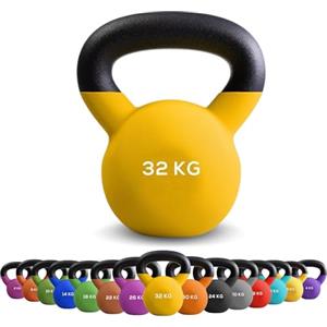 DONATIF Kettlebell in Ghisa Rivestita in Neoprene da 32 Kg - Pesi per Braccia ed Esercizi Funzionali per Allenamento a Casa - Fitness Attrezzi Casa - Kettlebell Oscillante Antiscivolo - Peso per Squat e Swing