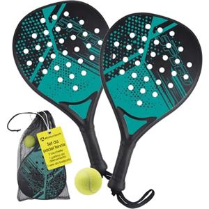#DoYourFitness #DoYourSports Set di racchette da padel | Racchette da padel e set iniziale, 2 racchette leggere per il padel con palla e rete | Impugnatura antiscivolo, ideale per l'allenamento e il tempo libero