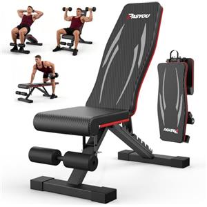 PASYOU Panca Palestra Regolabile Pieghevole, Portata 300kg, Panca Fitness Multifunzione per Allenamento Total Body, Panca Palestra con Maniglie per Casa e Palestra (PA350)
