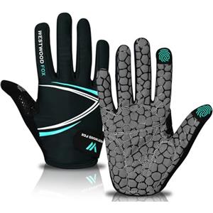 WESTWOOD FOX Guanti da ciclismo a dita intere, imbottiti, antiscivolo, touchscreen, ammortizzanti, per mountain bike da strada, MTB, corsa su strada, ciclismo e sportivi, per uomo e donna (blu, L)