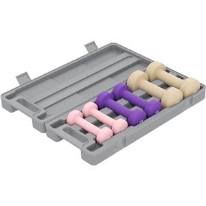 HOMCOM Set di Manubri Palestra 2x0.5/1/1.5kg con Valigetta, Manubri da 6 kg Totali con Impugnatura Antiscivolo, Allenamento Fitness Casa, Rosa, Viola, Marrone