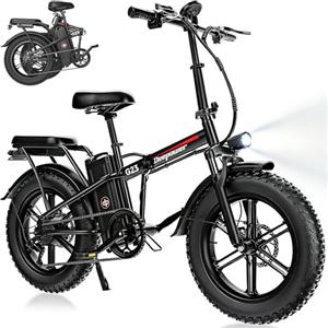 DEEPOWER G23 Bicicletta Elettrica Pieghevole da Montagna, Pneumatici Larghi 20" x 4, Batteria Rimovibile 17Ah/25Ah/35Ah, Autonomia 50-150 KM, 7 Velocità, Display LCD, Sospensione Completa (Nero Puro)