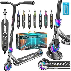 KESSER Stunt, monopattino X-Limit-Pro, sterzo a 360°, con supporto, cuscinetti ABEC 9, ruote in poliuretano da 110 mm, con supporto, monopattino, scooter da città Trick Roller per bambini e adulti