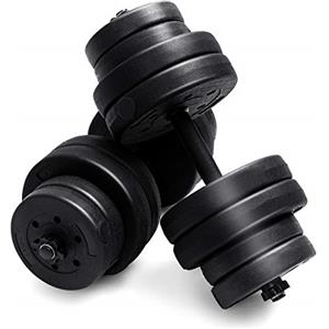 COSTWAY Kit Manubri per Allenamento Regolabili 30 kg, Pesi con Bilanciere, 4 Chiusure a Stella e 16 Dischi, a Casa e in Palestra