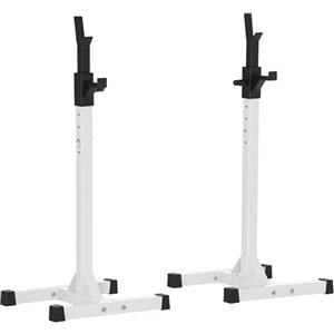 HOMCOM Supporto Porta Bilanciere Universale per Casa e Palestra, Squat Rack Altezza Regolabile in Acciaio Carico Massimo 150kg, Bianco e Nero