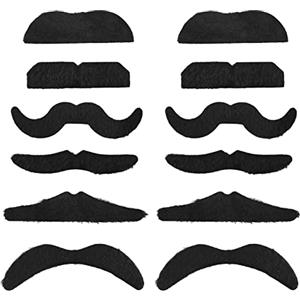 Balinco Set di 12 pezzi autoadesivi baffi neri come accessorio perfetto per costumi da uomo e da donna per carnevale
