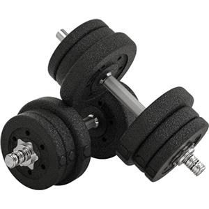 HOMCOM Set Manubri Palestra 25kg (4x2.5 kg, 4x1.5 kg, 4x1.25 kg), Pesi Palestra con 12 Dischi e 2 Manubri da 2 kg per Allenamento a Casa, Nero