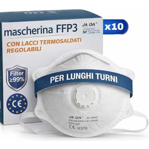 medicinadellavoro.com 10 Mascherine FFP3 Certificate CE, Mascherina 5 Strati Con Valvola, Maschera Facciale di Protezione, Face Mask Protettiva Alta Efficienza di Filtraggio PFE≥99, 10 Pezzi