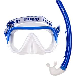 Mares Combo Keewee - Set maschera e boccaglio adulto, maschera a lente singola in silicone, boccaglio ergonomico con bocchino in silicone