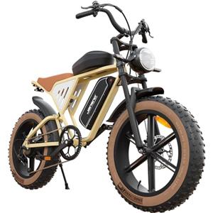 JANSNO Bicicletta Elettrica 20" x 4.0 Fat Tire, 7 Velocità Bici Elettrica, Freni a Disco Meccanici Anteriori e Posteriori, E-Bike per Adulti, Batteria Rimovibile 48V 17Ah/20Ah