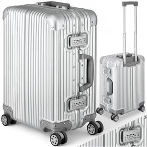 tectake® trolley bagaglio a mano, 53x38x24,5 cm, 36L, per cappelliera Easyjet, British Airways, Jet2, valigia bagaglio a mano, lega alluminio magnesio, TSA, ruote doppie 360 gradi, luggage rigida