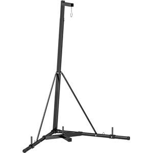 SPORTNOW Supporto Sacco da Boxe Regolabile in Altezza e Autoportante, Sostegno con Base Triangolare e Supporto per Pesi, Max 60kg, 170x90x182-225 cm, Nero