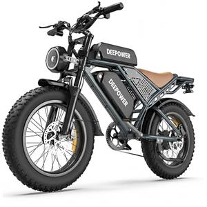 DEEPOWER S8 Bici Elettrica, 20" Bicicletta Elettrica, Doppio Motore, Doppia Batteria 48V 60Ah, Rimovibile, Autonomia di 120-250KM E-bike, Ammortizzatore Idraulico, 7-Speed Bicicletta Elettrica Uomo
