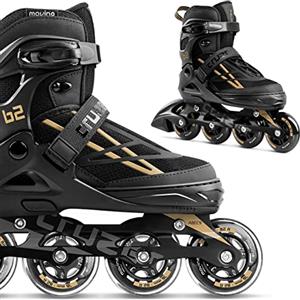 Movino Inline Skates | Cruzer B2 | Pattini a rotelle regolabili | Pattini in linea | ‎L (38-41) | Cuscinetti ABEC9 | Ruote grandi 80 mm | Sistema di fissaggio a tre stadi: fibbia, lacci e cintura