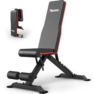 PASYOU Panca pieghevole da allenamento con 9 x 4 x 3 posizioni regolabili, multi-panca inclinata come addominale e schiena per casa, carico massimo 318 kg