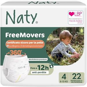 Naty FreeMovers Pannolini a Mutandina, Taglia 4 (8-15 kg), 22 pezzi