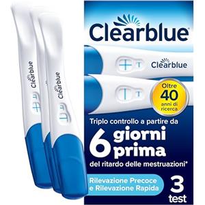 Clearblue Test di gravidanza Clearblue Rilevazione Precoce e Rapida - Triplo controllo* - Pacchetto combinato, Risultati 6 giorni prima e Risultato rapido, anche in 1 minuto, 3 test