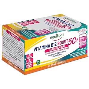 Equilibra Vitamina B12 Alto Dosata Uomo e Donna 50+, Integratore Zero Zuccheri, con Vitamine B1, B3 e B6, Zinco e Selenio, Gusto Frutti Rossi, Vegan, Senza Glutine, 15 Flaconcini Pronti da Bere