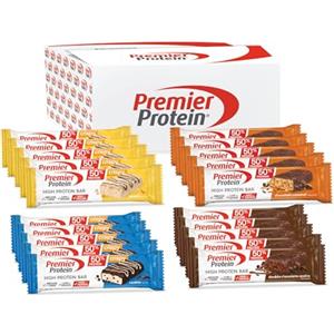 Premier Protein - High Protein Bar 50% - Multiflavourbox - 20x40g - Low Sugar - Low Carb - High Protein Bar
