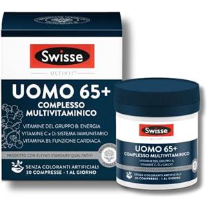SWISSE Ultivit - Multivitaminico Uomo 65+ con Biotina e Niacina per Supporto Sistema Nervoso - Integratori Alimentari con Vitamina D e C per Sistema Immunitario Adulti, Made in Italy, 30 Compresse