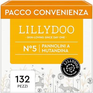 LILLYDOO Pannolini a mutandina LILLYDOO - Taglia 5 (11+ kg), pacco scorta (132 unità) nuove tasche pipì e pupù, massima protezione, 0% profumi e lozioni, per pelli sensibili, dermatologicamente testati