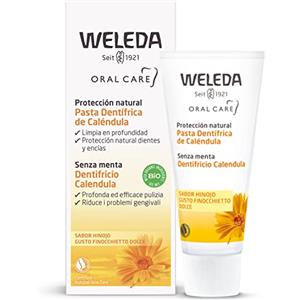 Weleda Dentifricio Calendula, dentifricio senza fluoro a base di estratto di calendula bio che lenisce e mantiene sano il cavo orale, aroma di finocchietto dolce (1x75 ml)