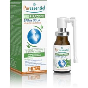 Puressentiel Respirazione, Spray Gola, Formula 100% di Origine Naturale, per il Benessere della Gola e la Funzionalità delle Prime vie Respiratorie, Vegan e Cruelty Free, 15 ml