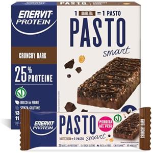 Enervit Protein Pasto Crunchy Dark, Barretta Proteica Sostitutiva del Pasto, Gusto Cioccolato Fondente, Per il Controllo del Peso, 1 Barretta=1 Pasto, VeganOK, Senza Glutine, 6 Barrette da 55g
