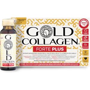 GOLD COLLAGEN New Forte Plus - Collagene Integratore Antirughe con Vitamina C Antiossidante, 8g Collagene Marino con Acido Ialuronico, Biotina Capelli, Pelle, Unghie e Sistema Immunitario, 1 x 10x50ml