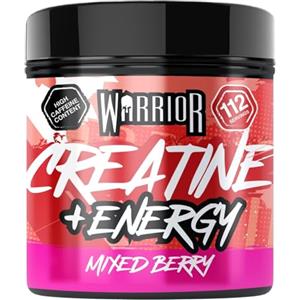 Warrior Creatina + Pre Workout in Polvere 360 g, 80 Porzioni - Creatina Monoidrata con Caffeina e Citrullina, Pre Workout Potente Senza Beta Alanina (Senza Prurito) - Frutti di Bosco