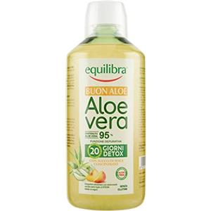 Equilibra Integratori Alimentari, Buon Aloe Vera 95%, Integratore Aloe Vera da Bere Puro o Diluito, Aloin Free, Detox, Pura Polpa, Senza Aggiunta di Acqua, con Succo di Pesca, Senza Glutine, 1 Litro