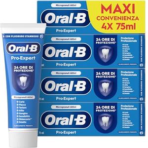Oral-B Dentifricio Pro-expert Protezione Professionale 4x75ml, Dentifricio Formato Convenienza, Clinicamente Provato, Pulizia Denti Efficace, Alito Fresco, Sapore Menta Dolce