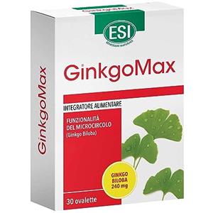 ESI - Go Up GinkgoMax, Integratore Alimentare a Base di Ginkgo Biloba, Favorisce le Funzionalità Cognitive e il Corretto Microcircolo, Senza Glutine e Vegetariano, 30 Ovalette