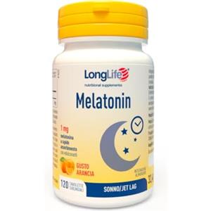 LongLife® Melatonin | Integratore di melatonina a rapido assorbimento | Formula sublinguale | Ciclo sonno-veglia | 4 mesi di trattamento | Gusto arancia | Vegano e senza glutine