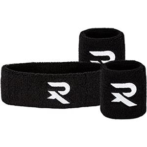 Raquex Set da polso e fascia per capelli, fascia per esercizi, in cotone, per uomini e donne, fasce elastiche per il sudore per lo sport, 2 polsiere, 1 fascia per la testa (nero)