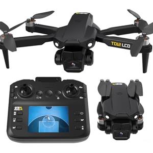 Toladrone Drone con Fotocamera, Droni per Adulti Principianti, Telecomando con Schermo LCD, Trasmissione in Tempo Reale, Modalità Headless, Motore Brushless, Quadricottero Pieghevole, Drone TD12LCD
