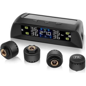 KAOLALI Sistema di Monitoraggio della Pressione dei Pneumatici, Visualizza La Temperatura all'Interno della Vettura TPMS, 6 modalità Allarme, con 4 Sensori Pressione Pneumatici (0-72 PSI)