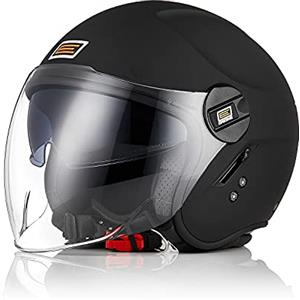 ORIGINE Casco Jet Moto Casco Aperto Scooter con Doppia Visiera Omologato ECE (SOLID MATT BLACK,XS)