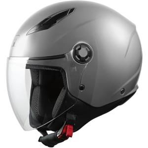 Generico Casco MPH Moto Demi Jet Scooter Star Grigio Opaco Visiera Lunga Black Matt Taglia XS