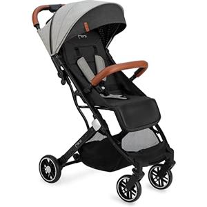 MoMi ESTELLE Passeggino Leggero per bambini da 6 mesi fino a 15 kg - pieghevole da viaggio, cinture a 5 punti, schienale reclinabile, cappottina estensibile, ruote EVA, posizione verticale da chiuso