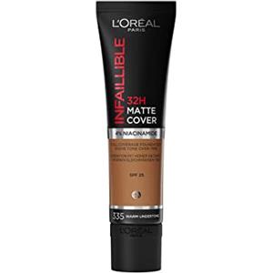 L'Oreal Paris L'Oréal Paris Fondotinta Infaillible 32H Matte Cover, Make-Up dal Finish Matte Copertura Totale sulla Pelle, 335 Warm Undertone, 30 ml