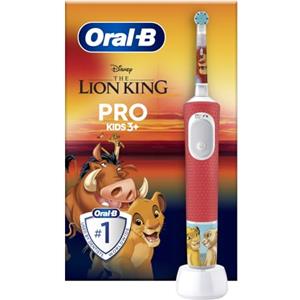 Oral-B Pro Kids König der Löwen - Spazzolino elettrico per bambini dai 3 anni in su, con modalità Sensitiv+ per la cura dei denti, setole extra morbide, 1 testina di ricambio, 4 adesivi