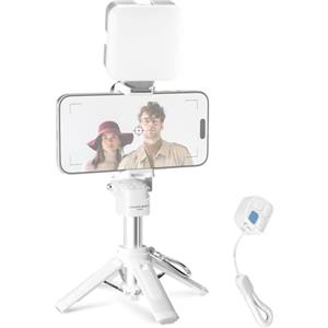 NEEWER Mini Treppiede Smartphone, Piccolo Selfie Stick Tripode Cellulare da Tavolo Leggero Pieghevole con Telecomando e Cold Shoe Compatibile con iPhone Android Samsung per Rirpese Video, PA986 Bianco