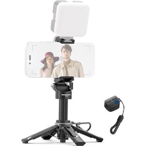 NEEWER Mini Treppiede Smartphone, Piccolo Selfie Stick Tripode Cellulare da Tavolo Leggero Pieghevole con Telecomando e Cold Shoe Compatibile con iPhone Android Samsung per Rirpese Video, PA986 Nero