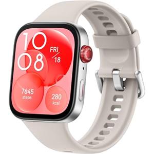 HUAWEI Watch Fit 3, Display AMOLED da 1.82", Design ultra sottile, Monitoraggio fitness e salute, Compatibilie con iOS e Android, Batteria fino a 10 giorni, Chiamate Bluetooth, White Fluoroelastomero